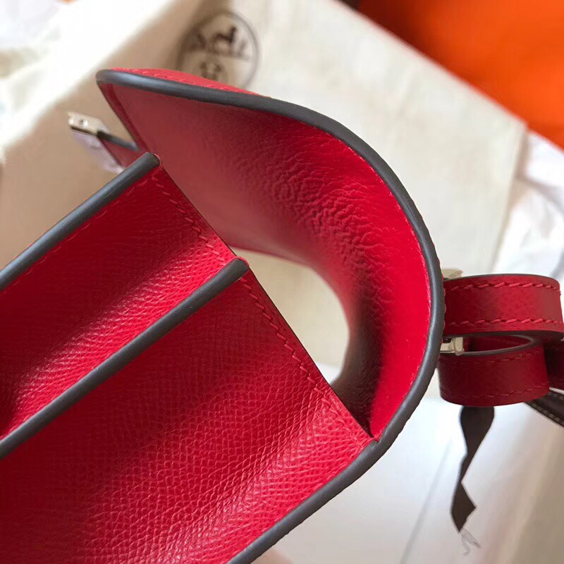 Hermes Constance 24cm Shoulder Bag In Red Epsom Leather